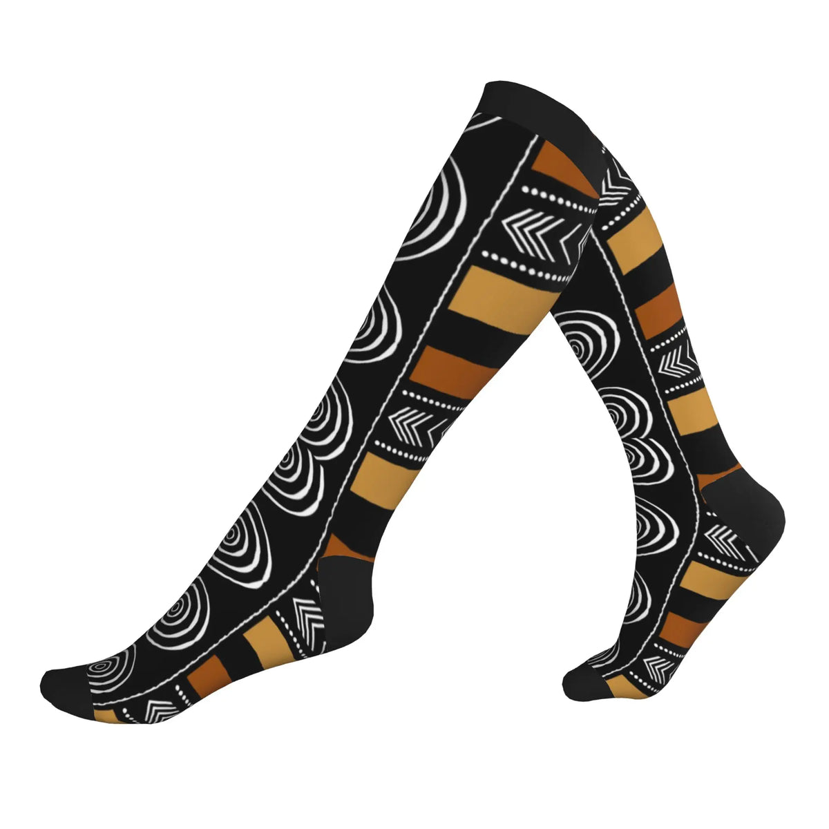 Bogolan African Mud Cloth Men Women Sports Compression Socks Unisex Funny 3D Printing Tribal Ethnic Pattern Dress Socks