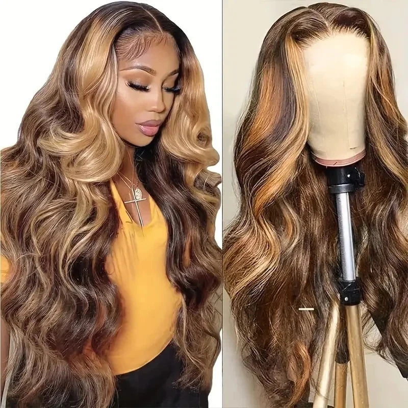 Fashionable in piano color with large waves, African lace front wig