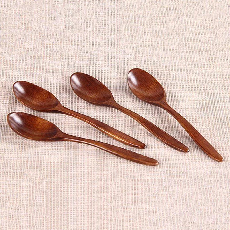 5pcs High Quality Wooden Soup Spoon Simple Design Durable Kitchen Utensil for Cooking Serving and Home Dining Tableware