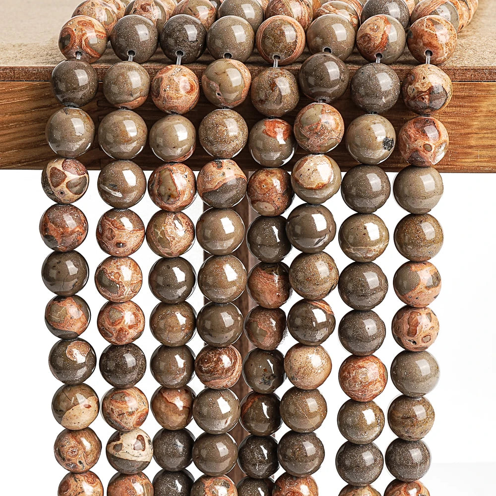 8/10mm Natural Stone Beads African Brown Rhyolite Beads Strands Round Loose Spacer Beaded For Jewelry Making DIY Bracelet