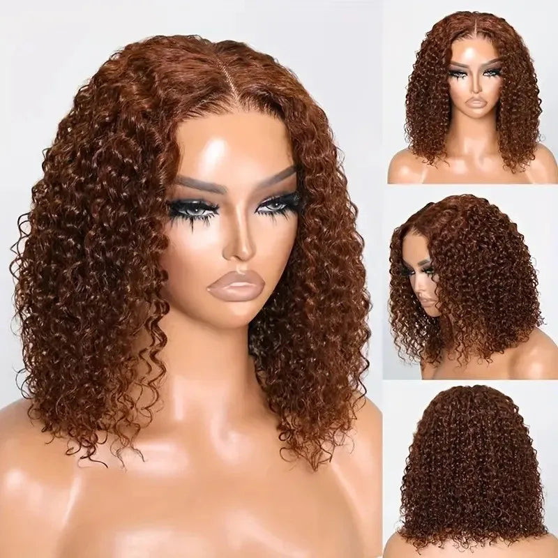 African bob hair 13*4 front lace orange small short curly wig