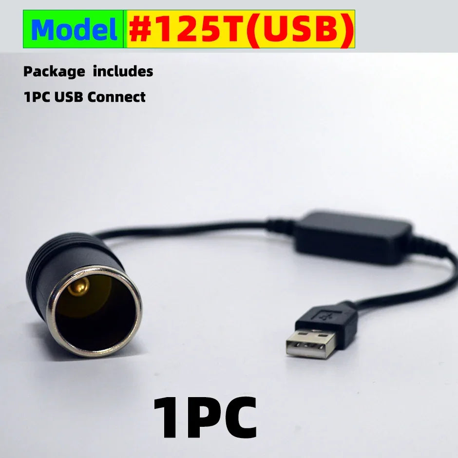 5V To 12V Converter Cable Extender USB or Type C Chargers To Cigarette Lighter Socket Power Adapter Electronics Accessories