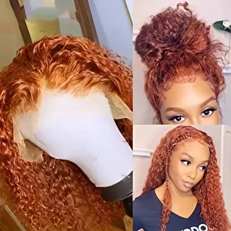 Fashionable Water Wave Curly Hair Wig African Front Lace Full Headpiece