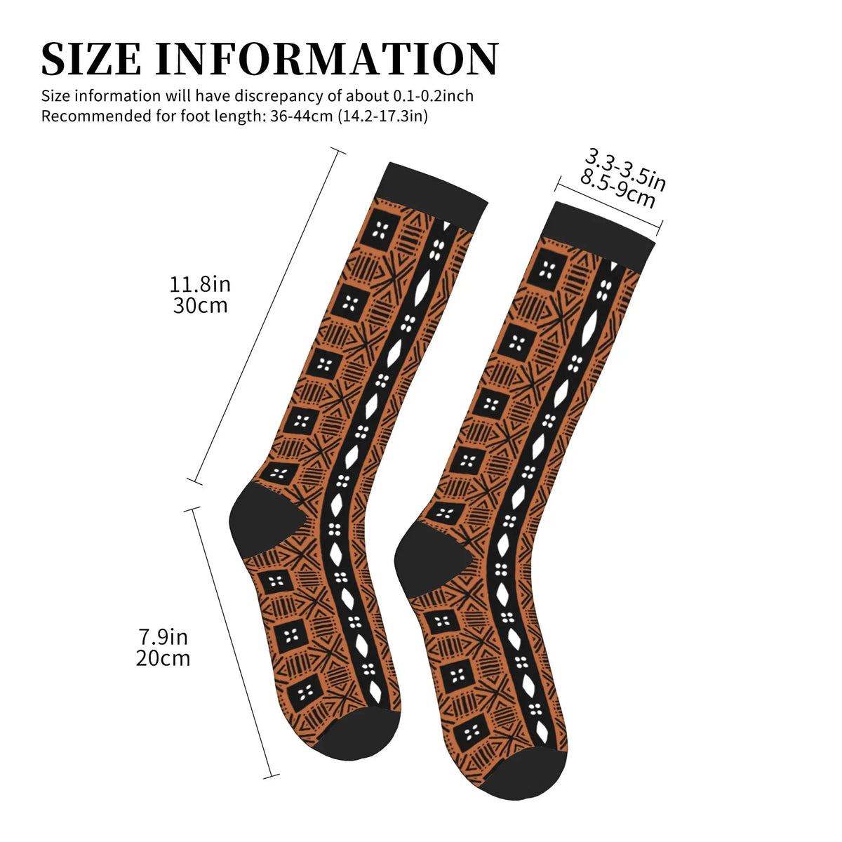 African Safari Mud Cloth Dress Socks Men Women Warm Fashion Tribal Ethnic Bohemian Motif Sports Compression Socks