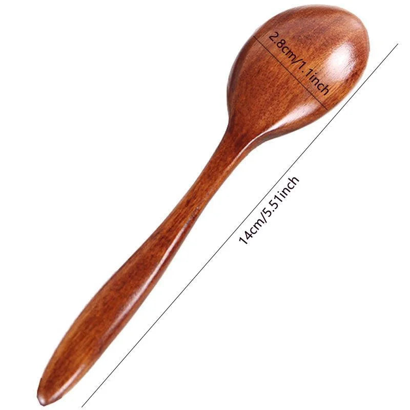 5pcs High Quality Wooden Soup Spoon Simple Design Durable Kitchen Utensil for Cooking Serving and Home Dining Tableware
