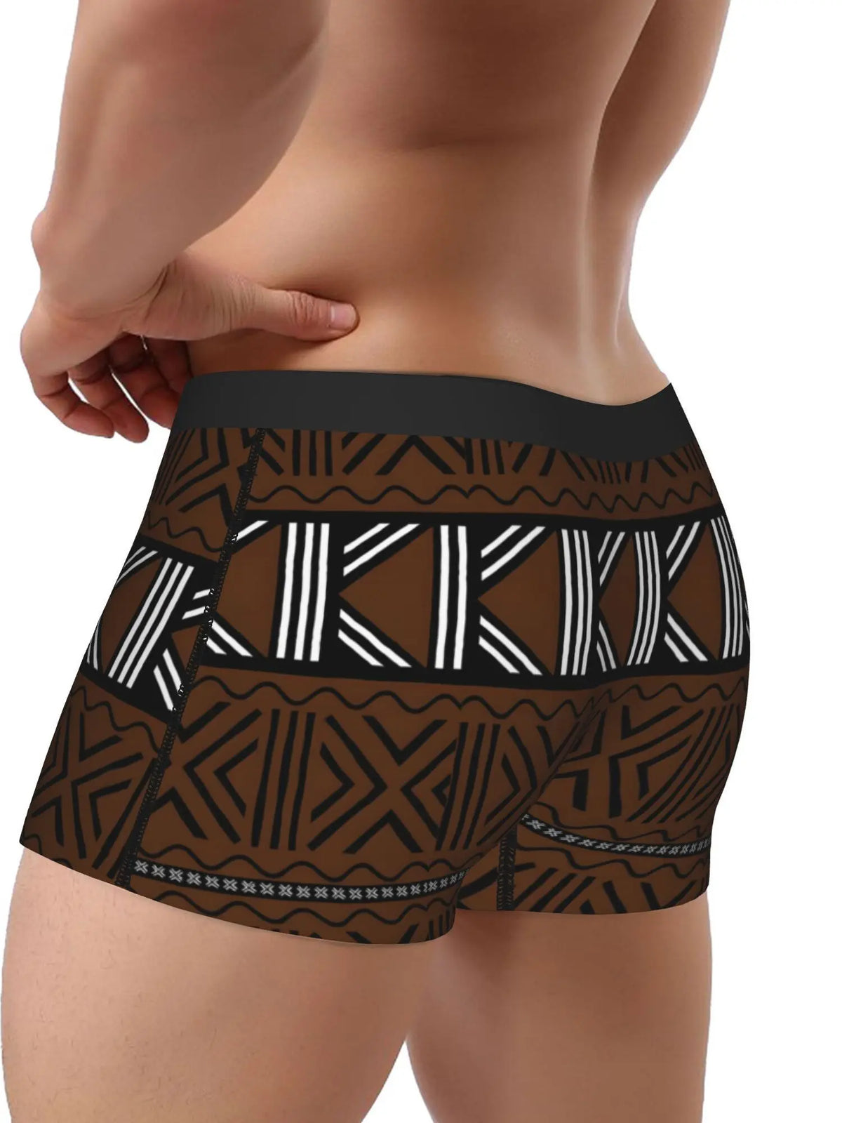 BIIHUDU Men's African Tribal Print Boxer Briefs - Mid-Stretch Breathable Fabric, Non-Transparent, Hand Wash/Dry Clean, Bold Cult