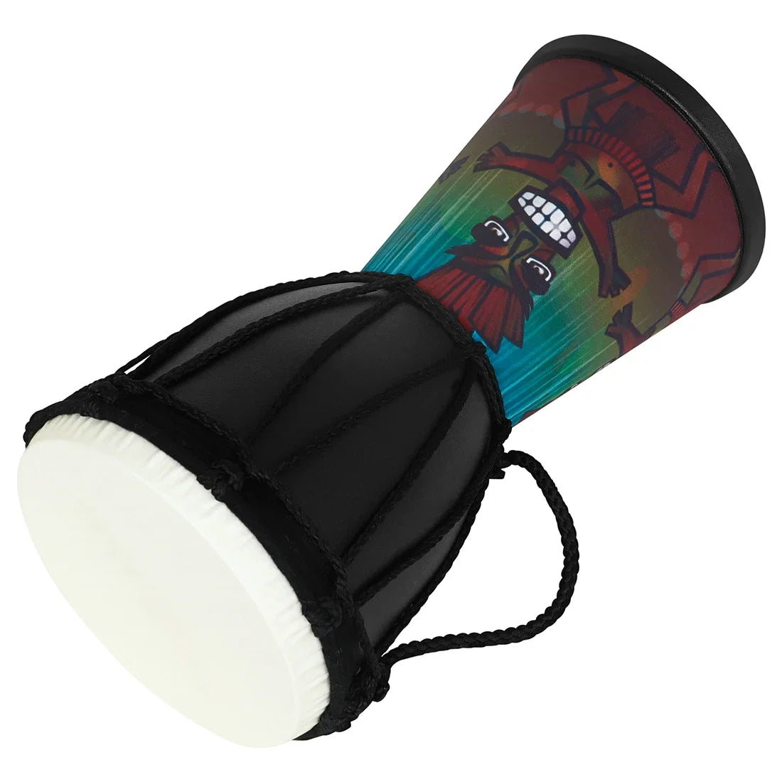 4 Inch African Drum ABS Drum Cavity Portable Children's Hand Drum Portable Djembe Drum with Colorful Art Patterns