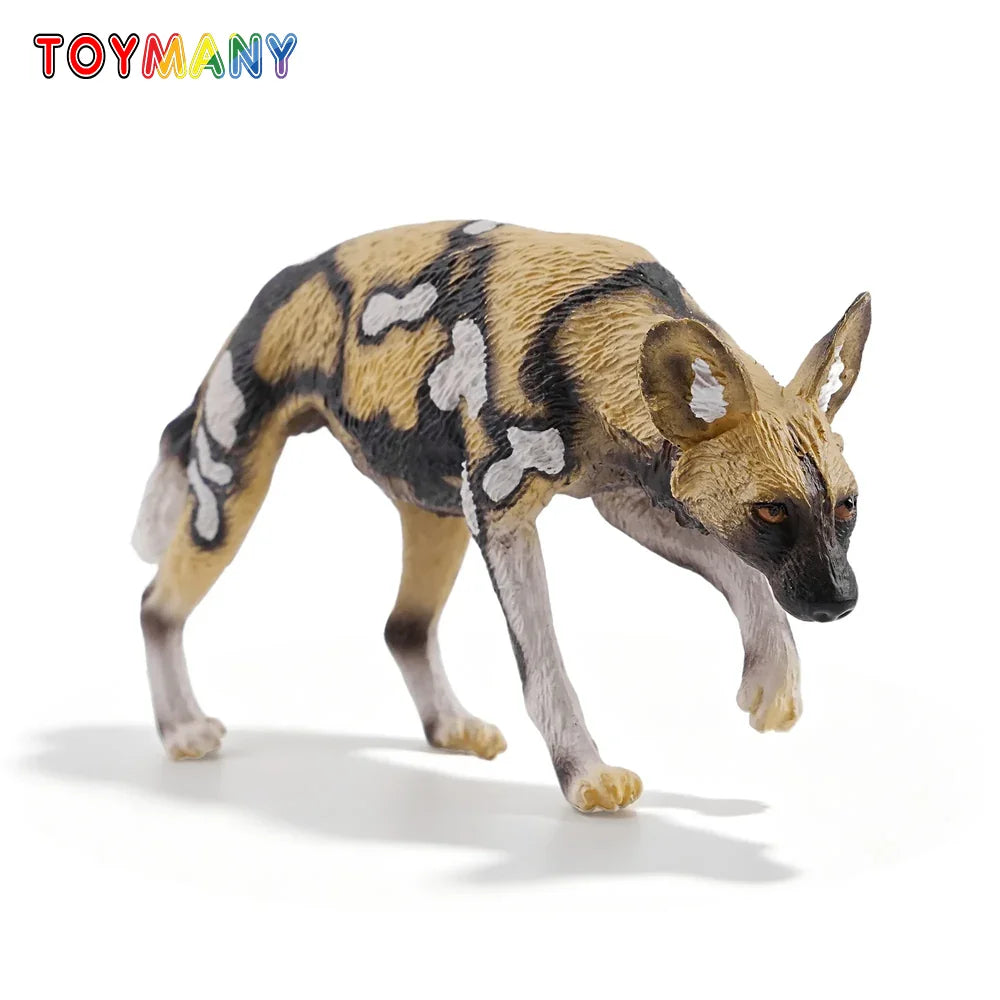 Toymany Simulation African Wild Dog Wildlife Animal Model Toy Mini Figures Dolls Action Figurines Toys Children Gift Cake Decora