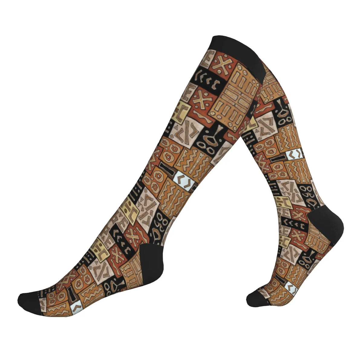 Traditional African Ethnic Tribal Ankara Geometric Art Mens Sports Compression Socks Spring Summer Autumn Winter Dress Socks