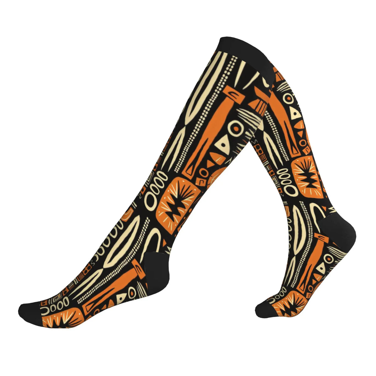 Traditional African Ethnic Tribal Ankara Geometric Art Mens Sports Compression Socks Spring Summer Autumn Winter Dress Socks