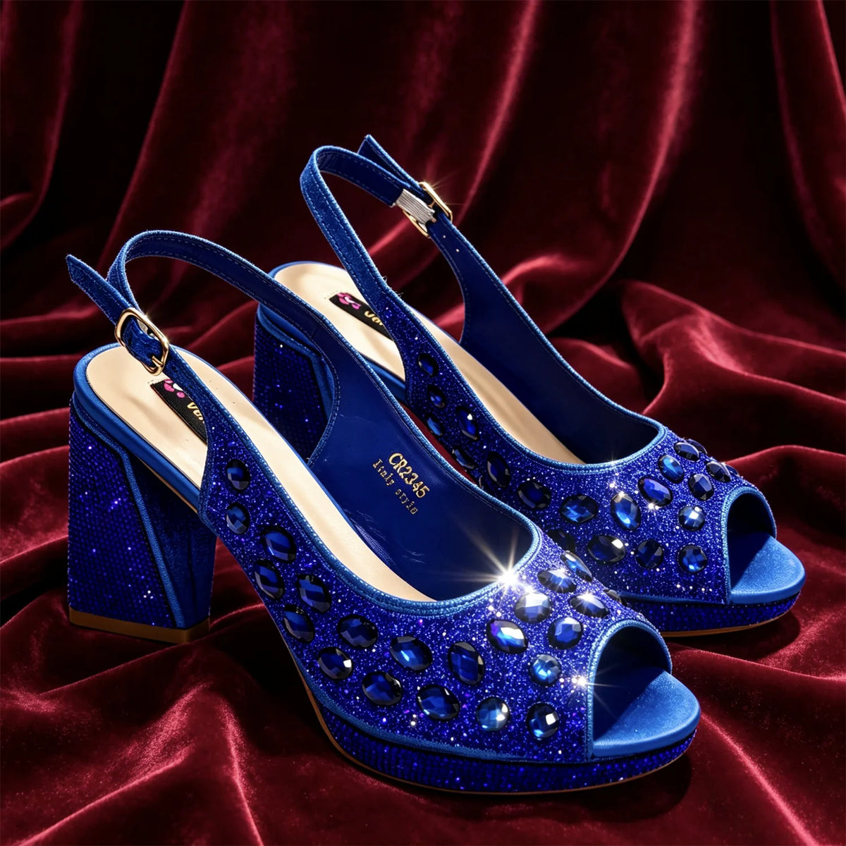 2026 Hot Sale Rhinestone Design Green African Shoes & Bag Set - Comfortable Open Toe Heels for Women