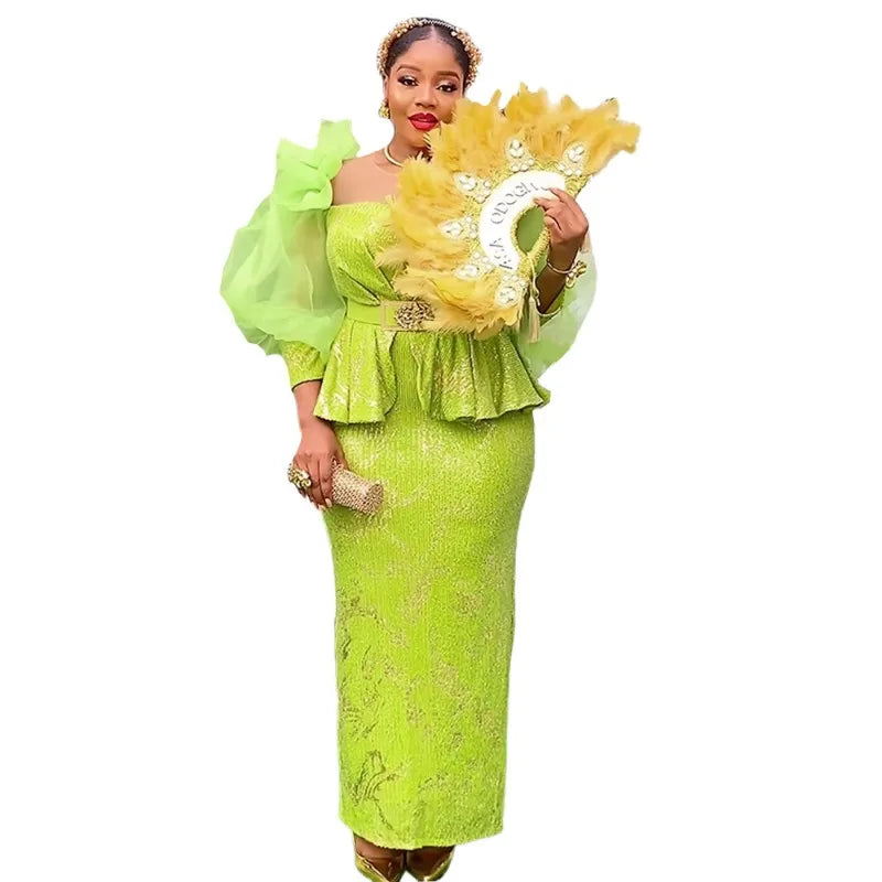 2025 New Women African Party Dress Dashiki Ankara Wedding Evening Gown Elegant Turkey Muslim Maxi Dress Plus Size Fashion