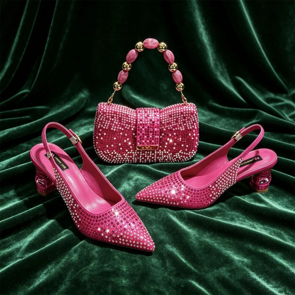 Newest INS Style 2026 Elegant High Heels Pointed-Toe Nigeria Popular Design African Ladies Shoes And Bag Set