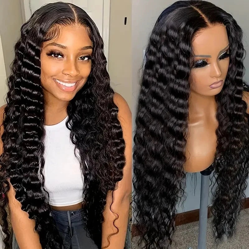 Fashionable Water Wave Curly Hair Wig African Front Lace Full Headpiece