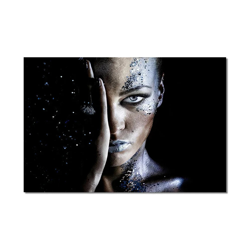 African Art Black and Gold Woman Oil Painting on Canvas Cuadros Posters and Prints Scandinavian Wall Art Picture for Living R