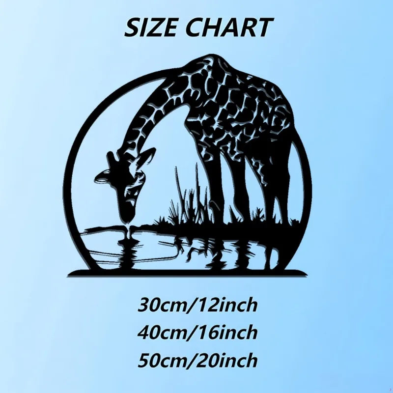 African Wildlife Aluminum Wall Art 12x16 Inch Waterproof Metal Silhouette Living Room Patio Garden Durable Gift Ornament