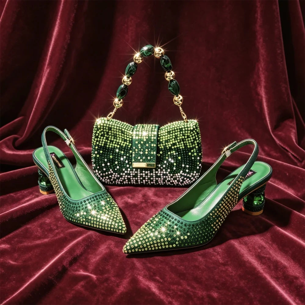 Newest INS Style 2026 Elegant High Heels Pointed-Toe Nigeria Popular Design African Ladies Shoes And Bag Set