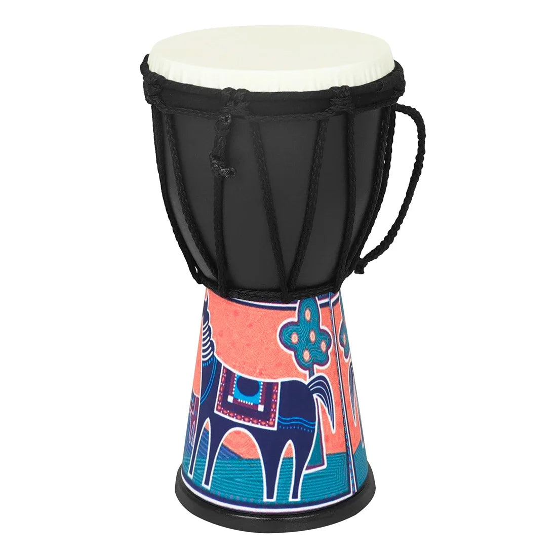 4 Inch African Drum ABS Drum Cavity Portable Children's Hand Drum Portable Djembe Drum with Colorful Art Patterns