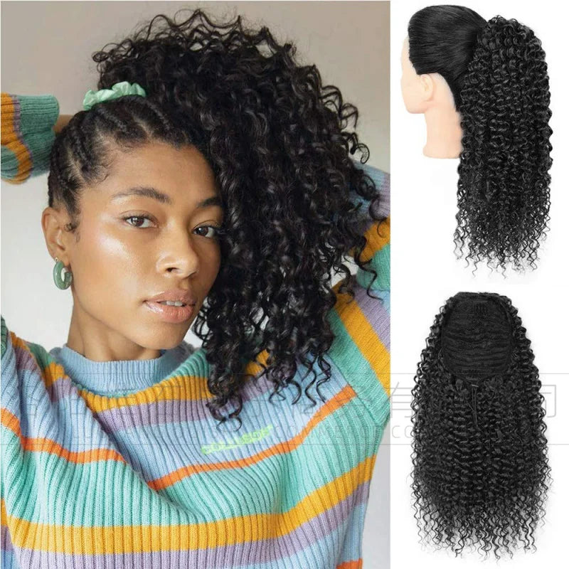 Synthetic European and American women's African curly small wavy ponytail wig