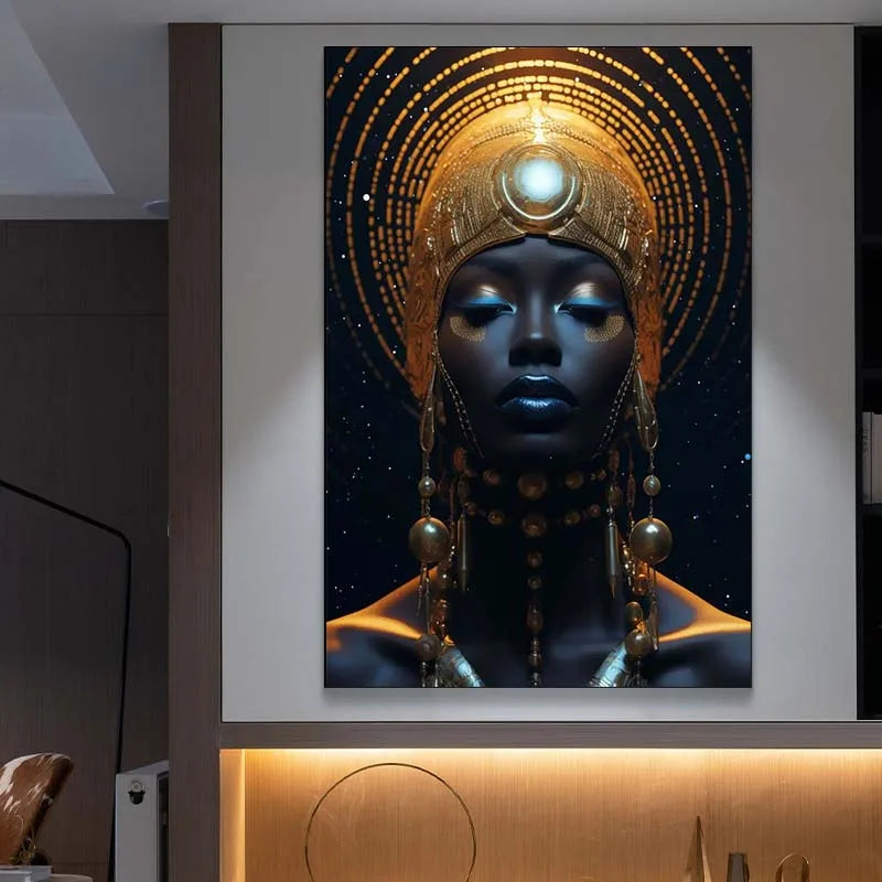 African Black Women Poster Prints Egyptian Queen Pharaoh Canvas Painting Modern Wall Art Pictures Home Living Room Decor Cuadro
