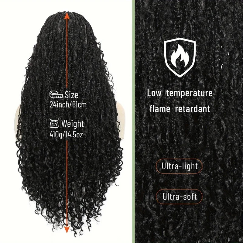TK African wig three-strand braid Goddess Box Braids crochet hairpiece