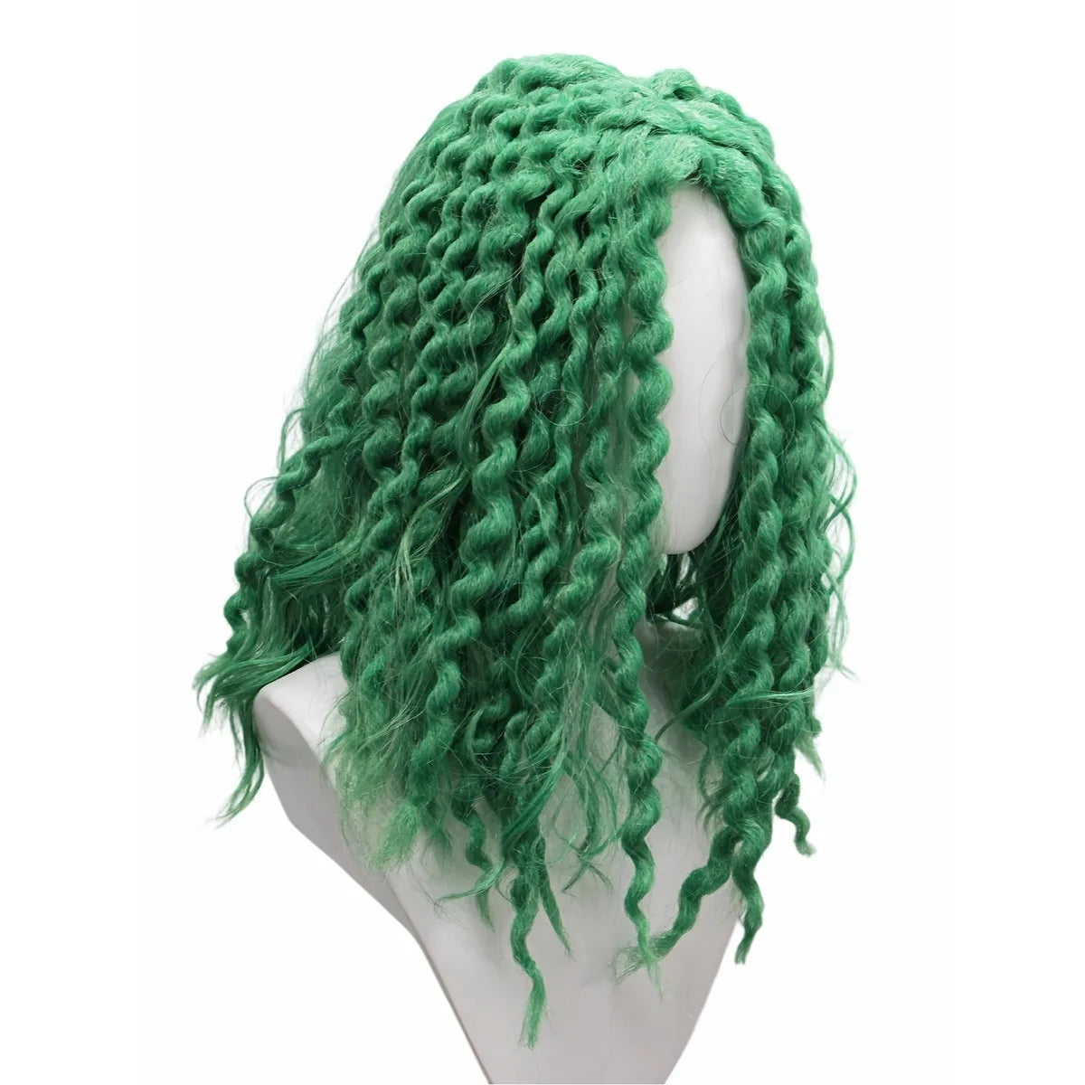 Synthetic Middle Part Orange Green Short Curly Fluffy Hollow Heart Braid Wig Cosplay Party Costume African Style Hairpiece