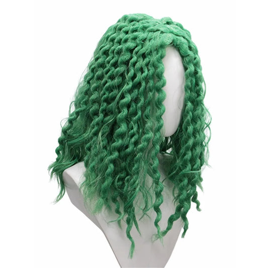 Synthetic Middle Part Orange Green Short Curly Fluffy Hollow Heart Braid Wig Cosplay Party Costume African Style Hairpiece