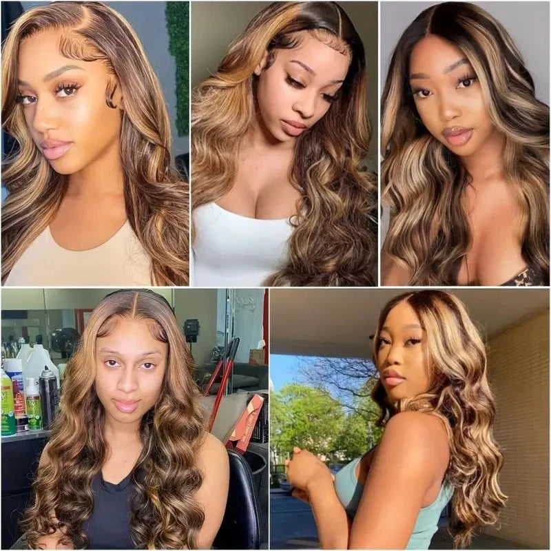 Fashionable in piano color with large waves, African lace front wig