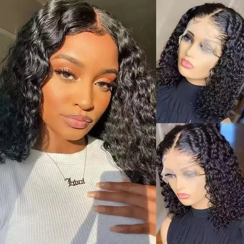 Short hair , lace front , new African product, black small curly Brazilian full head wig