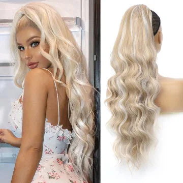 Women's long curly , drawstring hair extensions, , African big wave synthetic fiber wig, ponytail