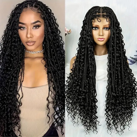 TK Amazon Cross-Border African Crochet Wig Three-Strand Braid Goddess Box Braids Crochet Hairpiece