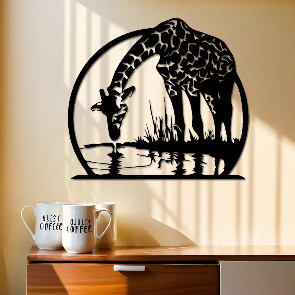 African Wildlife Aluminum Wall Art 12x16 Inch Waterproof Metal Silhouette Living Room Patio Garden Durable Gift Ornament