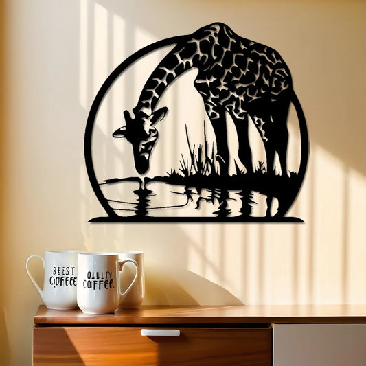 African Wildlife Aluminum Wall Art 12x16 Inch Waterproof Metal Silhouette Living Room Patio Garden Durable Gift Ornament