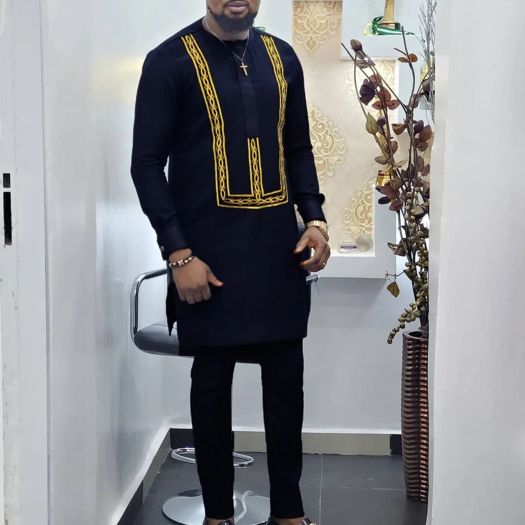 Men's Designer Clother Luxury Brand Clothing For Male African Traditional Outfit Dashiki 2Pc Elegant Men Suits Full Pant Sets
