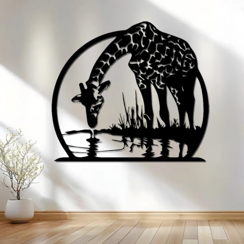 African Wildlife Aluminum Wall Art 12x16 Inch Waterproof Metal Silhouette Living Room Patio Garden Durable Gift Ornament