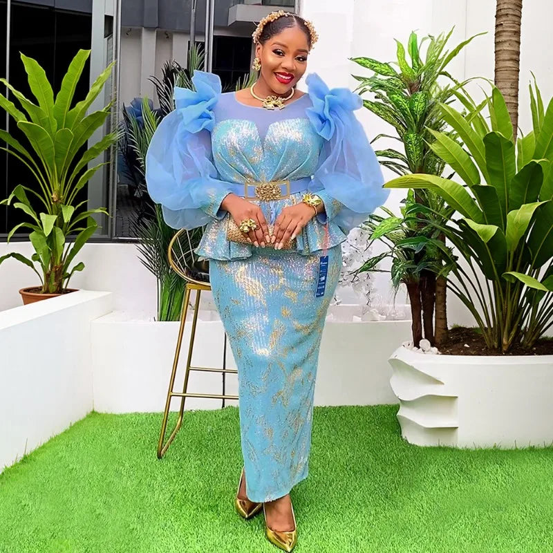 2025 New Women African Party Dress Dashiki Ankara Wedding Evening Gown Elegant Turkey Muslim Maxi Dress Plus Size Fashion