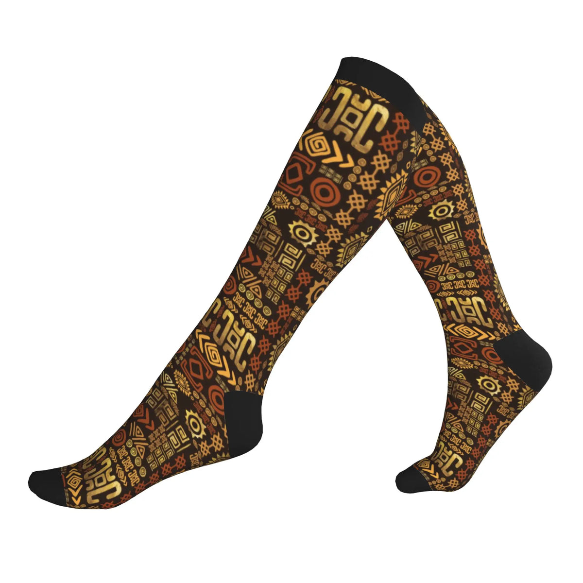Traditional African Ethnic Tribal Ankara Geometric Mens Sports Compression Socks Novelty Spring Summer Autumn Winter Dress Socks