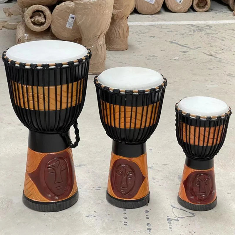 Solid Wood Large African Drum Sheepskin Djembe Adult Beginner Traditional Music Drums Children's Professional Percussion Drum
