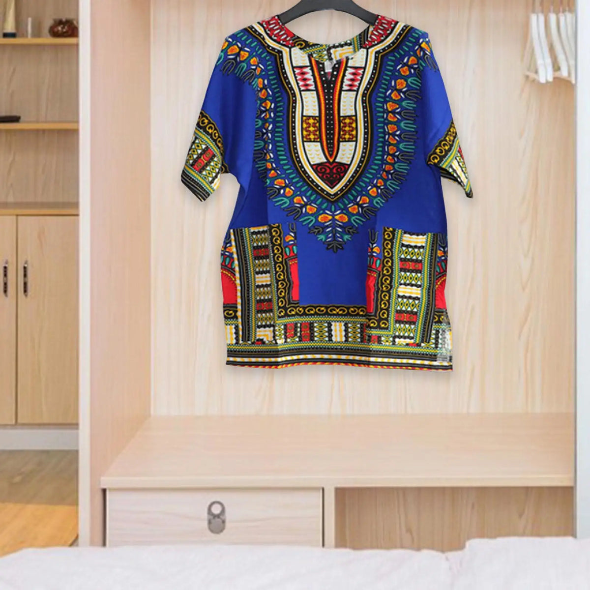 African Traditional Dashiki T Shirt Floral Geometric Print Cotton Blend Loose Fit Unisex Clothing for Men Women Casual Summer