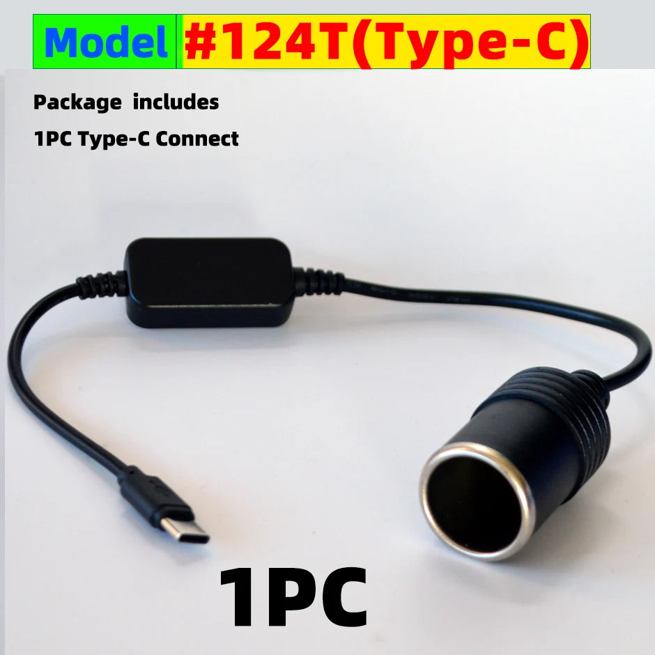 5V To 12V Converter Cable Extender USB or Type C Chargers To Cigarette Lighter Socket Power Adapter Electronics  Accessories