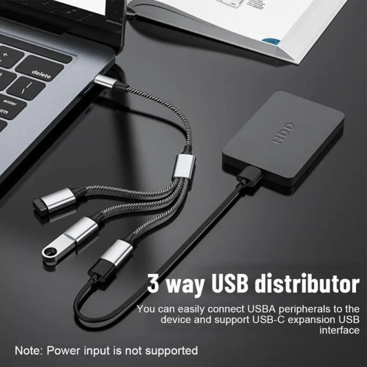 For PC Laptop Data Transfer Converter OTG Adapter Type C Hub USB Expander Charging Splitter