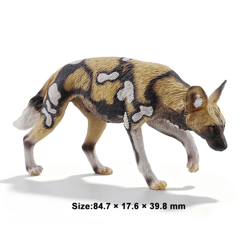 Toymany Simulation African Wild Dog Wildlife Animal Model Toy Mini Figures Dolls Action Figurines Toys Children Gift Cake Decora