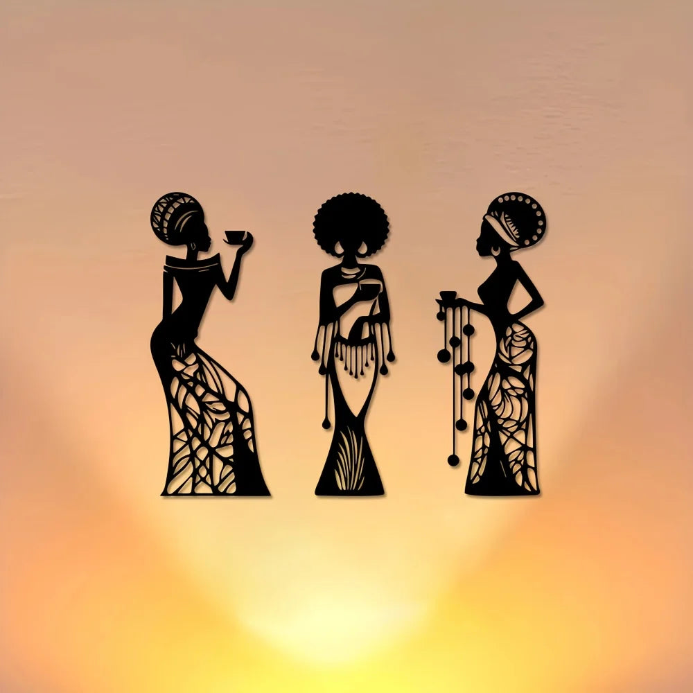 CIFBUY Iron Wall Art African Woman Silhouette Metal Sculpture Modern Decor Sign For Living Room Bedroom Office Easy Hang