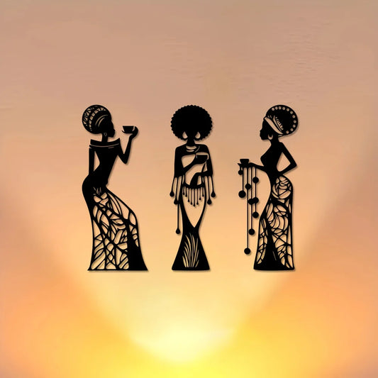 CIFBUY Iron Wall Art African Woman Silhouette Metal Sculpture Modern Decor Sign For Living Room Bedroom Office Easy Hang