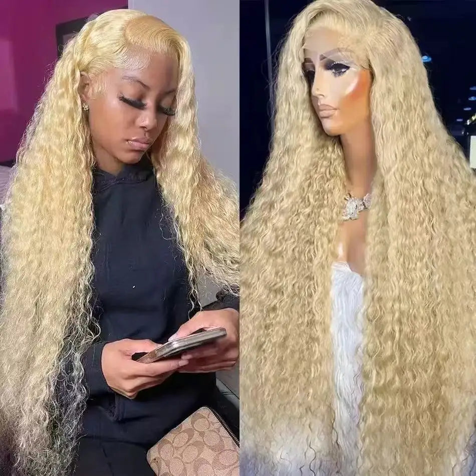 Wig with African-style small curls, 13*4 lace front, middle parting, long curly synthetic hair, high-temperature fiber headpiece