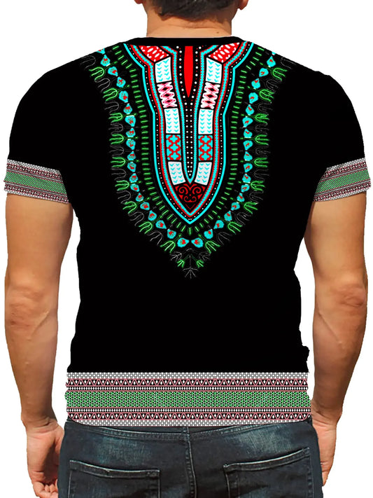 Casual Men's T-Shirts African Ethnic Culture Tee Shirts Oversized Short Sleeve Tops Tees Vintage For Mens T-Shirts
