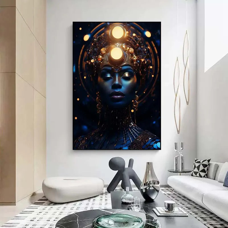 African Black Women Poster Prints Egyptian Queen Pharaoh Canvas Painting Modern Wall Art Pictures Home Living Room Decor Cuadro