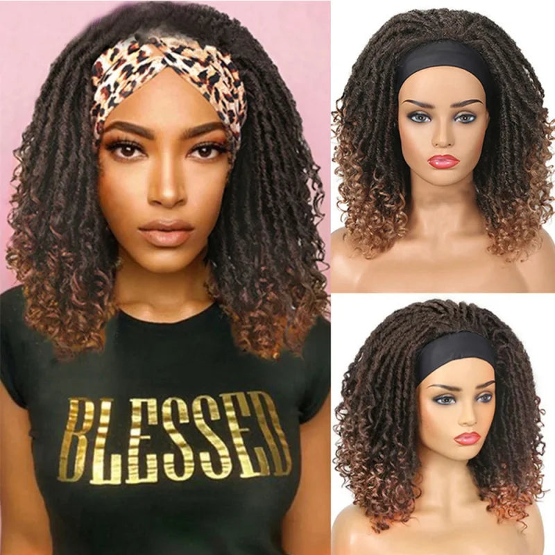 European and American headscarf wigs, African crochet braided dreadlocks, gradient color short curly hair headgear