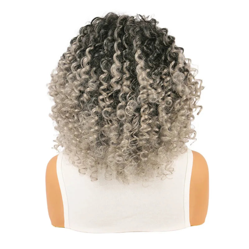 Women's wig, European, American, African style, short curly hair, afro, synthetic high-temperature fiber headpiece