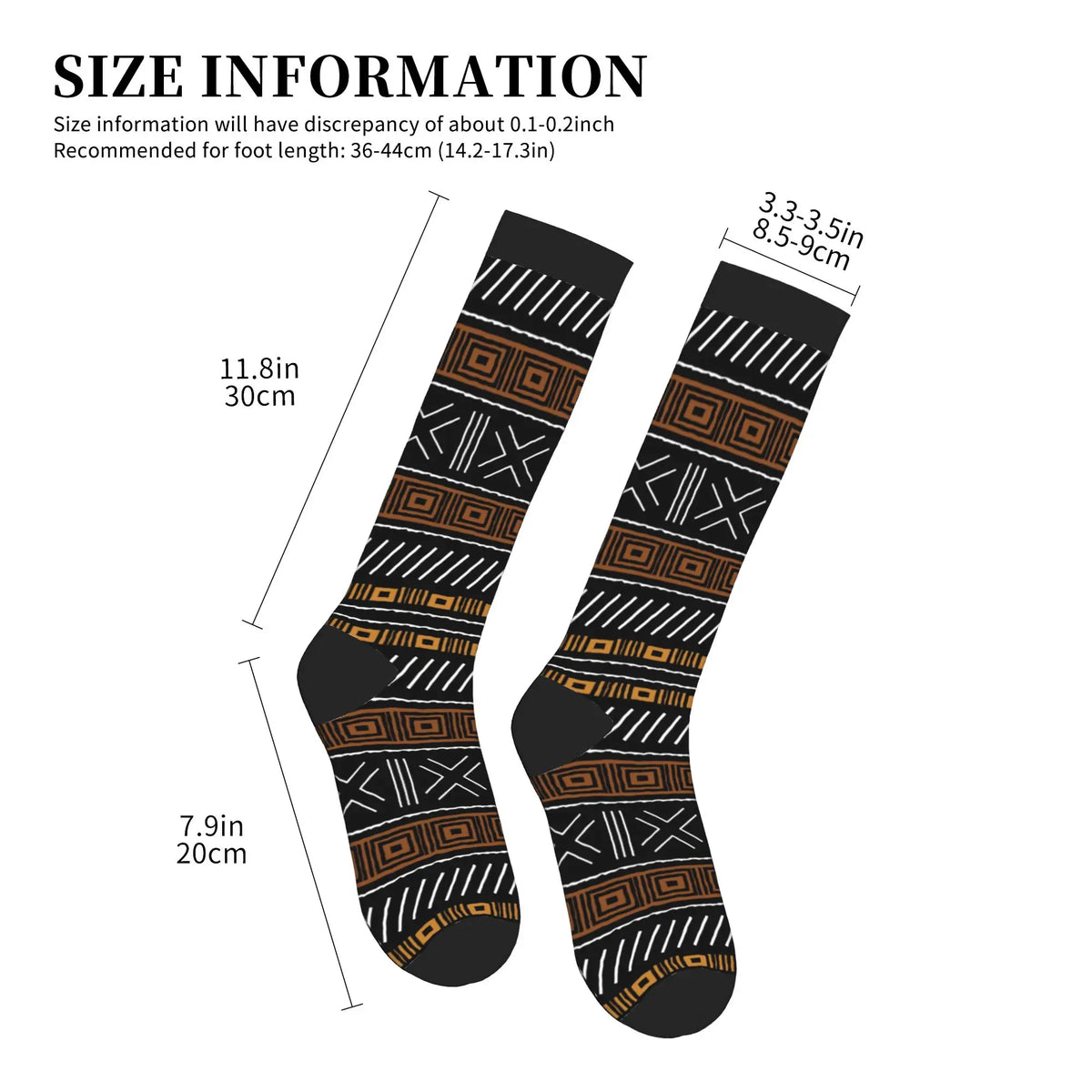 Traditional African Ethnic Tribal Ankara Geometric Art Mens Sports Compression Socks Spring Summer Autumn Winter Dress Socks